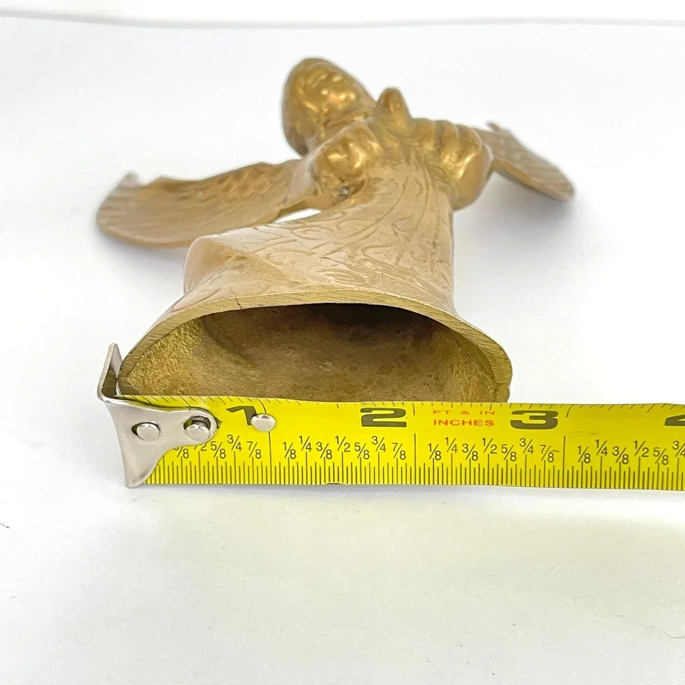 Vintage Brass Angel Candle Holders Pair Mid Century Statues Christmas Boho Decor